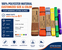 Provina Sangles de levage plates en polyester et polypropylène à largeur personnalisable, avec raccords en acier allié, robustes, facteur de sécurité 8:1
