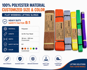 Eslingas de Elevación Planas de Poliéster y Polipropileno Provina, Ancho Personalizable, Accesorios de Acero Aleado, Factor de Seguridad 8:1, Alta Resistencia - Product Image 3