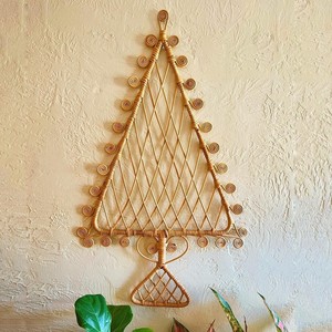 Décorations de vacances en rotin faites à la main en forme d'arbre de noël, décoration murale, tentures en osier, vente en gros - Product Image 1