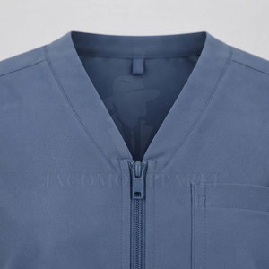 Blouse de travail professionnelle pour médecins, veste de travail à manches longues avec fermeture éclair sur le devant, uniforme avec poches sur la poitrine et sur les côtés pour le personnel de clinique - Product Image 4