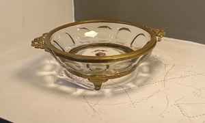 Cuenco de metal y vidrio de alta calidad, cuenco de servicio de forma redonda de trabajo elegante con metal dorado para decoración de bodas - Product Image 3