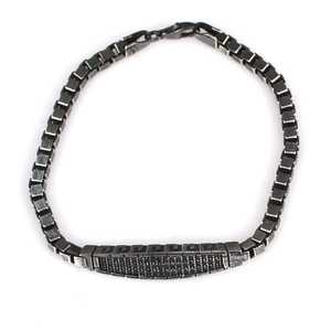 925 Sterling Silver Onyx Stone <b>Cube</b> Chain Tennis Bracelet Fashion Accessory - Product Image 3