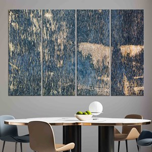 Tableau mural en toile imprimée bleu marine : motif abstrait en plâtre, lot de 4 toiles - Product Image 1