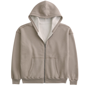 Sweat à capuche zippé kaki pour homme, veste en polaire chaude, streetwear décontracté, sweat à capuche d'hiver pour les sports de plein air et la mode - Product Image 1