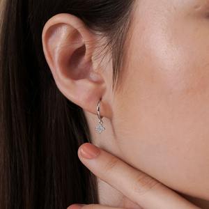 Modern Style Round VVS Lab Grown Diamond Floral Drop <b>Earrings</b> With <b>14k</b> <b>Gold</b> <b>Hoops</b> <b>Earrings</b> For Women's Minimalist Jewelry - Product Image 2