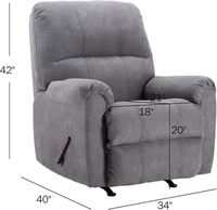Canapé inclinable à bascule manuel gris en gros du Vietnam pour adultes, fauteuil inclinable à bascule en tissu doux, design moderne pour le salon