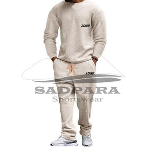 Alta calidad moda hombres sudor traje algodón polar dos piezas entrenamiento Jogger chándal con cuello redondo sudadera diseño personalizado - Product Image 6