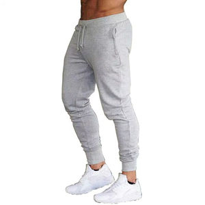 Pantalones de chándal grises finos y ajustados con cordón en la cintura para hombre, pantalones de chándal sólidos informales para Fitness y ropa de vestir, pantalones de chándal para hombre - Product Image 2
