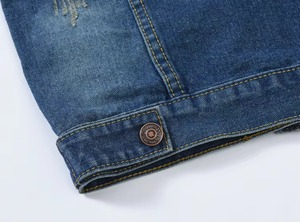 เสื้อแจ็กเก็ตยีนส์สำหรับผู้หญิงเสื้อแจ็กเก็ตโรงเรียนแขนกุดเสื้อแจ็คเก็ตยีนส์ซักได้แฟชั่นแนวสตรีท - Product Image 4