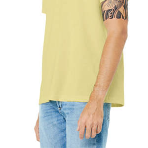 T-shirt unisexe à manches courtes vanille française 52% Airlume Cotton 48% Poly Quick Dry Light 4.2 oz 32 Single Heathered Knitted Fabric - Product Image 4