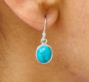 Pendientes clásicos de plata maciza 925, joyería para mujer, Plata de Ley 925, piedras preciosas turquesas, estilo bohemio, pendientes hechos a mano, regalo - Product Image 5