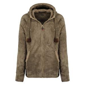 Veste en polaire douce et chaude à capuche ajustable à fermeture éclair tendance pour femmes Vêtement d'hiver élégant et isolé Veste confortable - Product Image 1