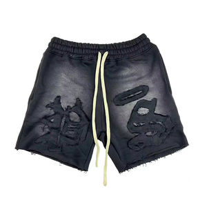 กางเกงขาสั้นสำหรับผู้ชายกางเกงเอวสูงผ้าคอตตอน100% ซีดจางไม่ซ้ำใครดีไซน์ลายสตรีทเอวยางยืด - Product Image 3