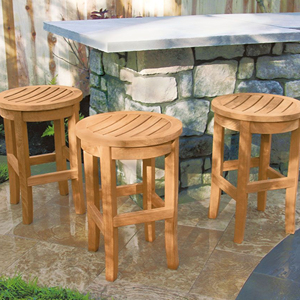 Silla de Barra Redonda de Estilo Minimalista para Exteriores, Sillas de Madera de Teca para Isla de Cocina - Rima - Product Image 6