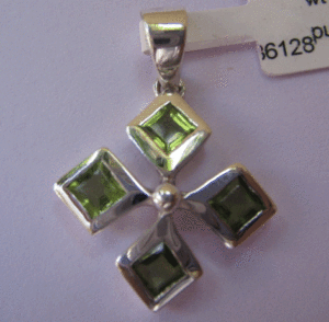 Shah Gems Women's Natural Peridot <b>Pendant</b> 925 Sterling Silver <b>Emerald</b> Cut Rose Gold Bezel Setting Number Pattern Charm Charm - Product Image 1