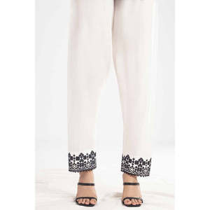 Pantalones de Cambray Blancos sin Costuras para Mujer, Bordados, Transpirables, de Cintura Media, Diseño para Verano - Product Image 1