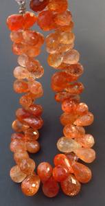 Orange Sparkle Sunstone Briolette Loose Beads 9 Strand Teardrop Faceted Cut 10-15mm Natural <b>African</b> Gems Wholesale Lot - Product Image 5