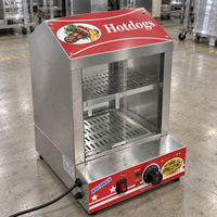 Vitrine chauffante pour hot-dogs et pains, 27L, 500W, acier inoxydable, pour food truck, stand de restauration, snack-bar