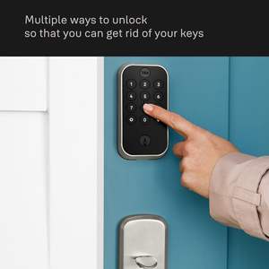 Serrure de sécurité Yalee Assure Lock 2 Deadbolt, serrure de porte intelligente à clé en daim noir avec clavier connecté Wi-Fi - Product Image 2