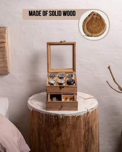 Boîte à montres et bijoux pour cadeau d'anniversaire pour homme et femme, vitrine en bois avec doublure en lin, bois à 6 fentes - Product Image 6