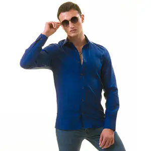 高品质男士safari风格衬衫宽松纯色时尚休闲上衣定制新款男士长袖土耳其制造