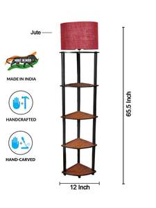 Lampe sur pied élégante en jute et coton plissé de couleur marron rustique, pour la chambre, le bureau, classique, multicolore, tissu, vente en gros - Product Image 6