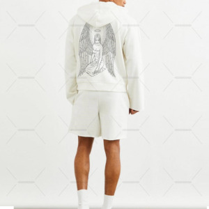 Ensemble short à capuche imprimé OEM High Street pour hommes Taille adulte Sweat-shirt à manches longues 50% coton 50% survêtement en polyester Échantillon gratuit - Product Image 2