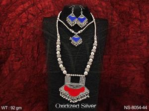 Hermoso diseñador de piedra completa Mehendi Plated Fancy Designer Necklace Set - Product Image 3