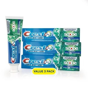 Dentifrice Crest Premium Plus Scope Outlast longue durée saveur menthe 5.2 Oz Lot de 3 Fabriqué en Allemagne - Product Image 2
