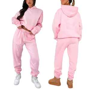 Ensemble de survêtement streetwear personnalisé avec logo, sweat-shirt et pantalon en coton pour femme, jogging deux pièces pour femme, 2026 - Product Image 5