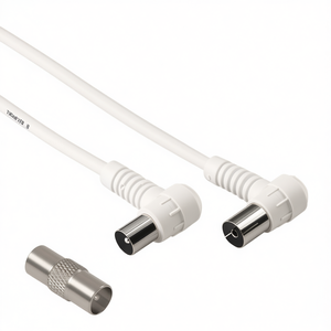 Cable de Antena de TV Blanco de 75 Db y 90 Grados con Adaptador, Cable de Audio y Video de 3 m, Modelo 00205305 - Product Image 2