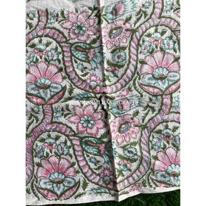 Indien main bloc imprimé fleuri 100% coton couture couture tissu garçons chemises couvre course tissu jupe Caftan à la main - Product Image 5