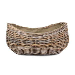 Cesta de ratán con forma de barco Rotin con revestimiento de yute para uso doméstico Material de jacinto de agua duradero y algas marinas - Product Image 1