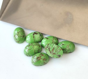 Cabujón ovalado turquesa de cobre verde 3x5mm-20x30mm Piedra preciosa natural suelta con parte posterior plana para la fabricación de joyas Precio al por mayor - Product Image 3