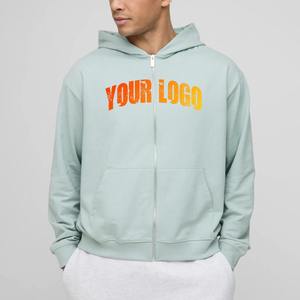 เสื้อฮู้ดดี้ผ้าฟลีซย้อมสีพื้น ซิปหน้า คุณภาพสูง ผลิตตามสั่ง 100% ผ้าฝ้าย สไตล์ลำลอง สตรีทแวร์ สำหรับผู้ชาย ฤดูหนาว - Product Image 1