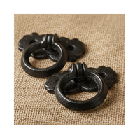 Poignée de tirage annulaire réglable en fonte 2x1 pouce, revêtement poudré noir moderne, pour cuisine, salon, commode, armoire, tiroir