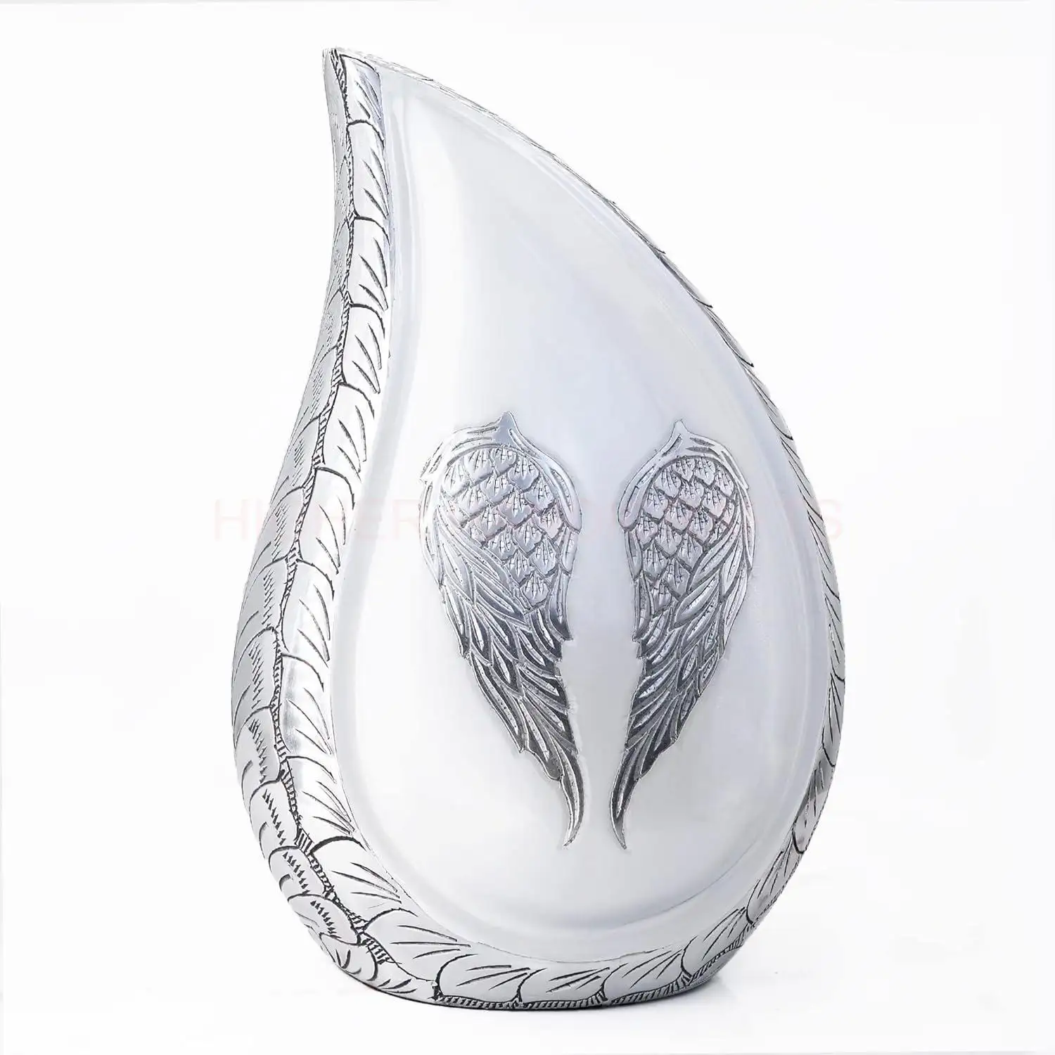 Teardrop Decorative Urns Funeral Cremation Urns Ashes Display at Home at Columbarium, Engraved Aluminium Urns for Ashes Adul