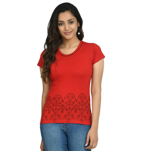 T-shirts pour femmes, nouveau design, tendance, haute qualité, coupe ajustée, tissu en soie/coton Dobby anti-rides, marque MOMO, produits d'exportation - Product Image 2