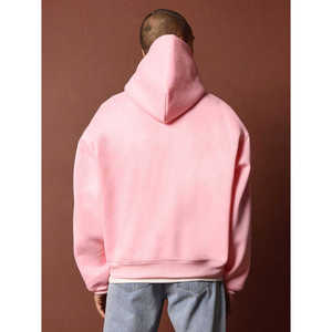 <b>Mens</b> Light <b>Pink</b> Hooded Sweatshirt Custom Logo Long Sleeve Pullover <b>Hoodie</b> Kangaroo Trackstar OEM Private Label - Product Image 4