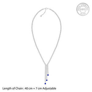 สร้อยคอเงินรูปวงแหวนสีฟ้ากับโซ่ชุบโรเดียมหินเซอร์คอนสำหรับงานแต่งงานงานหมั้นหรือของขวัญ - Product Image 5