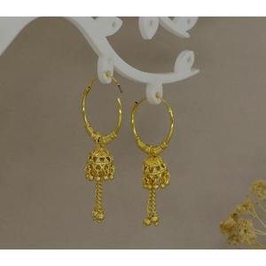 Classic Ethnic <b>Gold</b> Plated Multi-Drop Tassel Hoop <b>Earrings</b> Women's Designer Bali Traditional Indian Jewelry <b>Set</b> Export Quality - Product Image 1