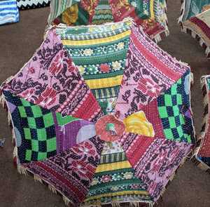 Magnifique parapluie de protection solaire à ouverture semi-automatique, design bohème, travail de couture à la main personnalisé, coton - Product Image 1