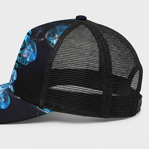 Casquette Trucker Noire Personnalisée avec Impression par Sublimation Bleue, Dos en Maille, Chapeau Snapback, Logo Brodé, Réglable, Style Streetwear, Casquette de Sport - Product Image 2