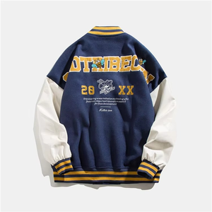 Logotipo personalizado Chenille bordado parche Universidad Varsity Letterman chaqueta béisbol cuero mangas chaqueta de invierno para los hombres - Product Image 4