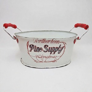 Boîte à fleurs Elfwood Lane conçue pour la décoration de Noël d'entrée avec des verts touchés par la neige dans un cadre de finition en métal - Product Image 1