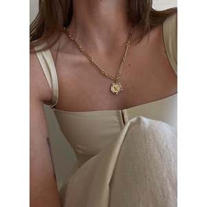 Collier à maillons mixtes géométriques et tendance, plaqué rhodium, en alliage de zinc et laiton, avec zircon diamanté, styles chaîne serpent et chaîne corde - Product Image 6