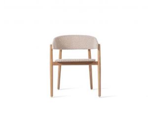 Moana chaise de salle à manger en bois de teck et rotin blanc en osier adapté pour l'extérieur ou l'intérieur. - Product Image 5