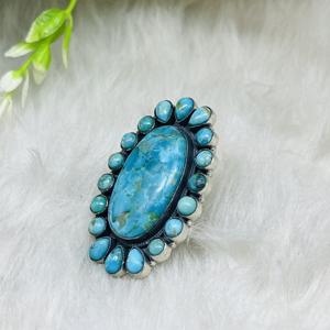 Anillo turquesa ~ Plata de Ley 925 ~ Hecho a mano ~ Declaración ~ Hippie ~ Bohemio ~ Joyería ~ Regalo para ella - Product Image 4