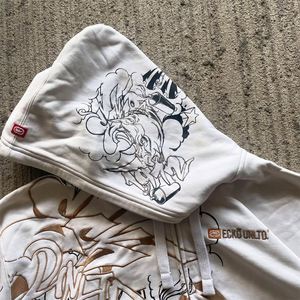 Sweat à capuche léger pour homme OEM, broderie personnalisée, design imprimé avec strass, tissu en molleton 100% coton écologique - Product Image 2