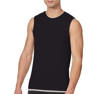Camiseta sin mangas con cuello redondo para hombre, color negro sólido, logotipo personalizado, tejido transpirable, ropa deportiva para gimnasio, estilo informal, culturismo, marca fabricada - Product Image 4